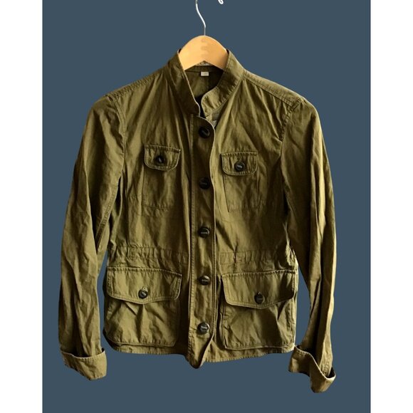 LOFT- WOMENS ARMY GREEN  96% COTTON LONG SLEEVE BUTTON DOWN JACKET SIZE SMALL - Picture 1 of 6